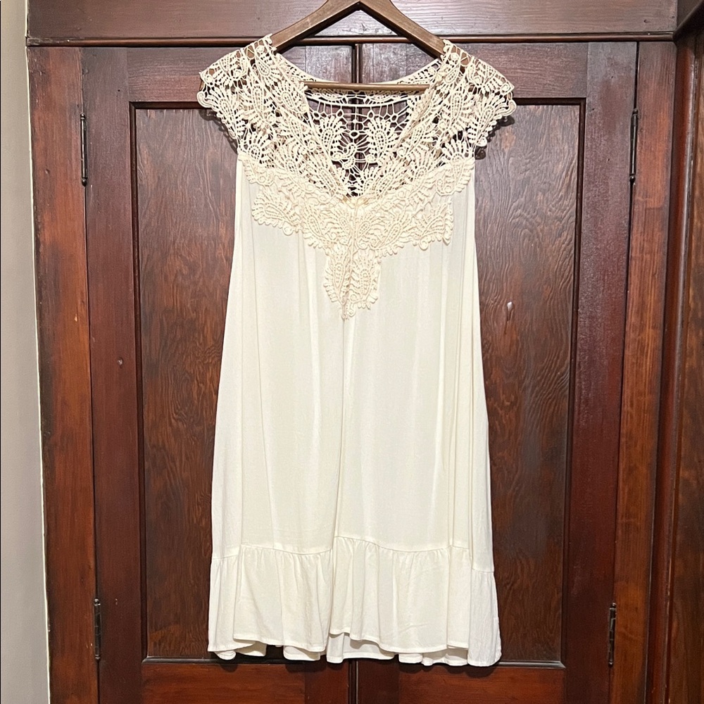 Cream Lace Trim Dress